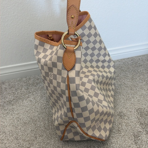 AUTHENTIC LOUIS VUITTON Damier Azur Delightful MM Rose Ballerine - Picture 2 of 16